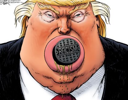 Political Cartoon U.S. Trump Racism Lips Manhole Cover