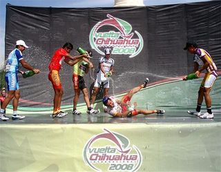 Antics on the podium in last year's Vuelta a Chihuahua