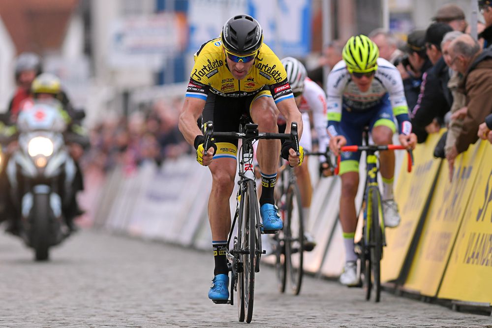 David Boucher in the breakaway at Nokere Koerse