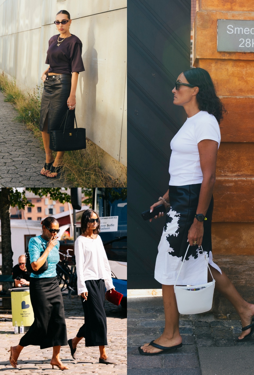 A collage of the pencil skirt trend spotted at Copenhagen Fashion Week August 2026.