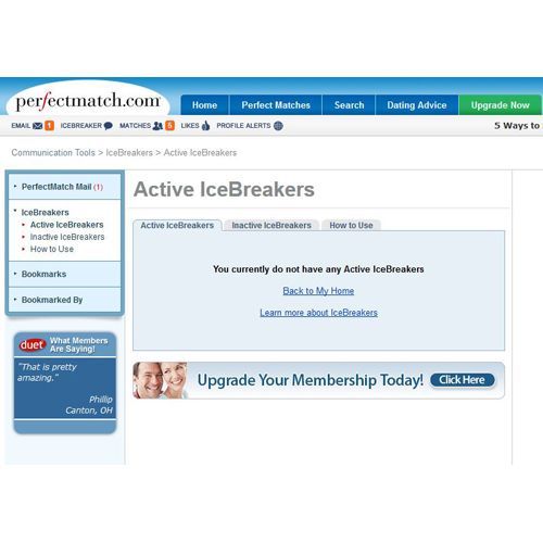 PerfectMatch image: One of the ways you can communicate is with PerfectMatch IceBreakers.