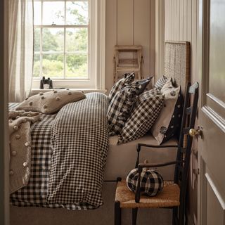 Stacey Solomon x George Home gingham bedding and decor in a bedroom