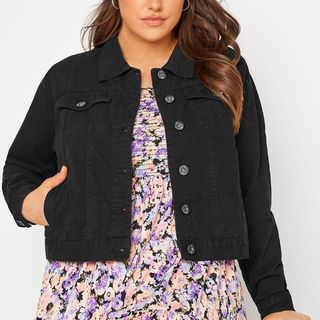 cropped black denim jacket