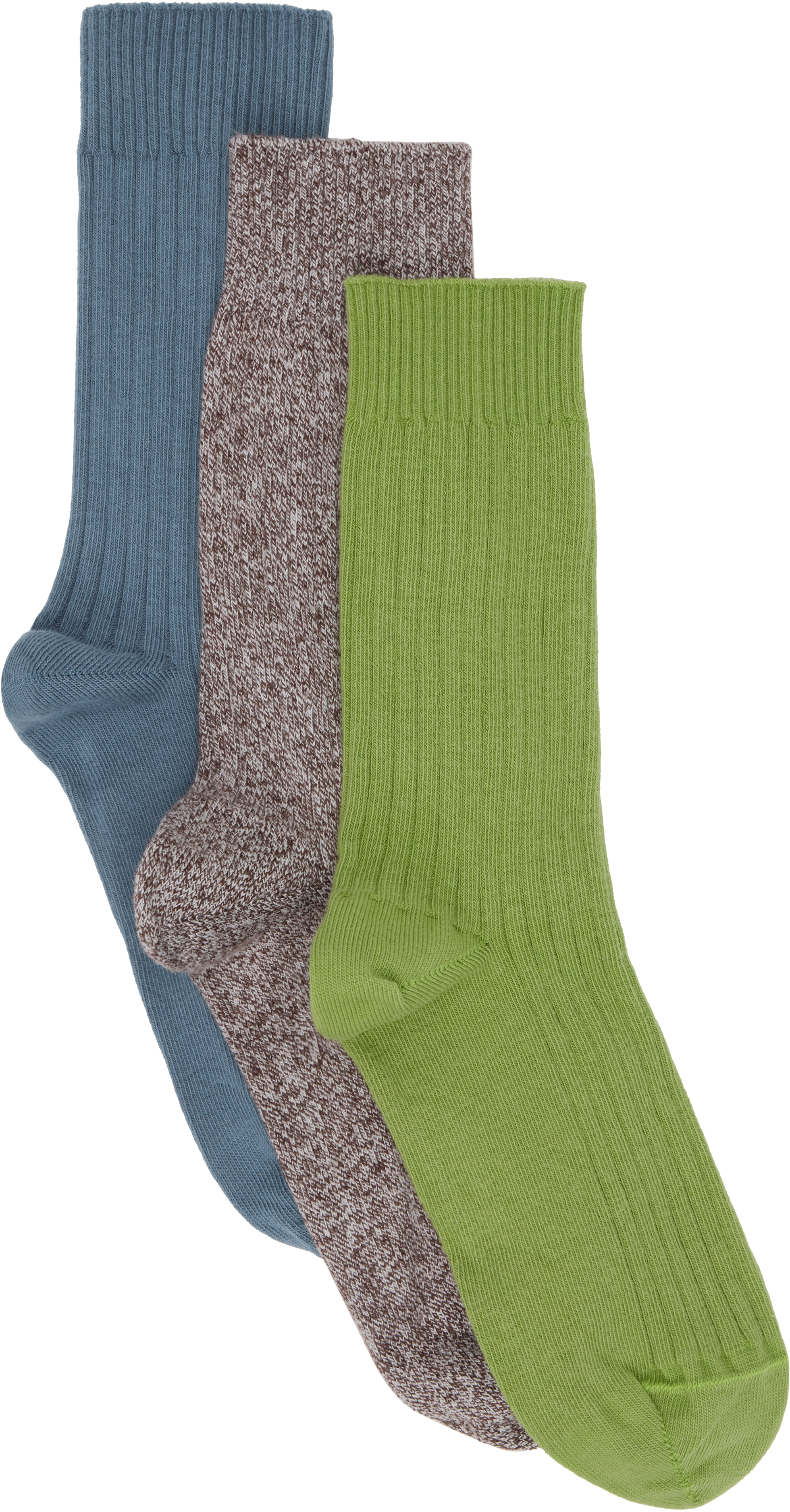 Three-Pack Multicolor Rib Overankle Socks