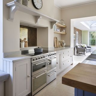White kitchen with appliances in open plan space