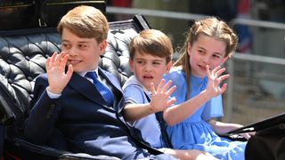 Prince George, Prince Louis and Princess Charlotte in the carriage procession