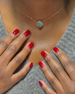 @paintedbyjools deep red manicure