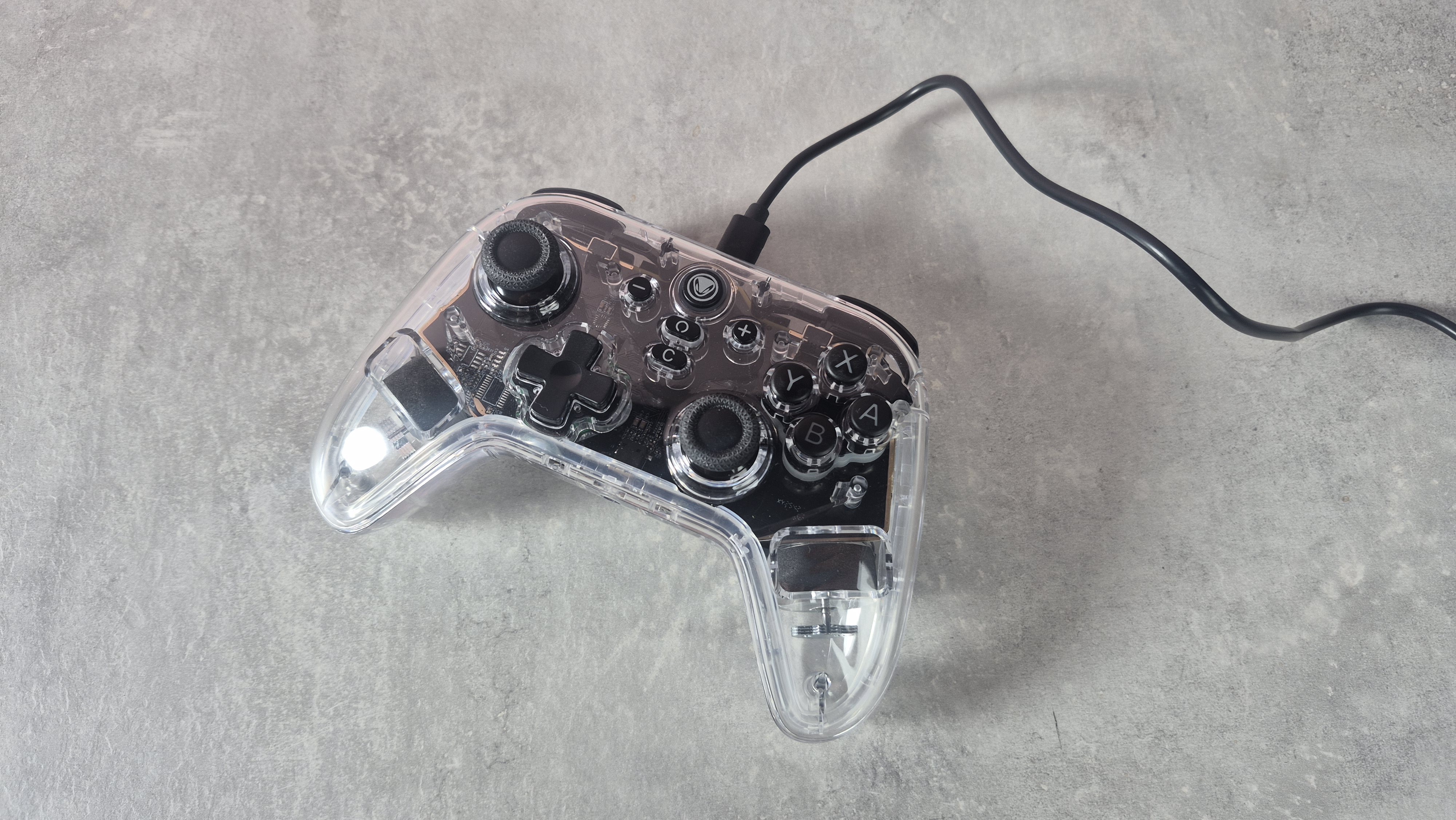 USB-C cable plugged into the Snakebyte Gamepad RGB S2