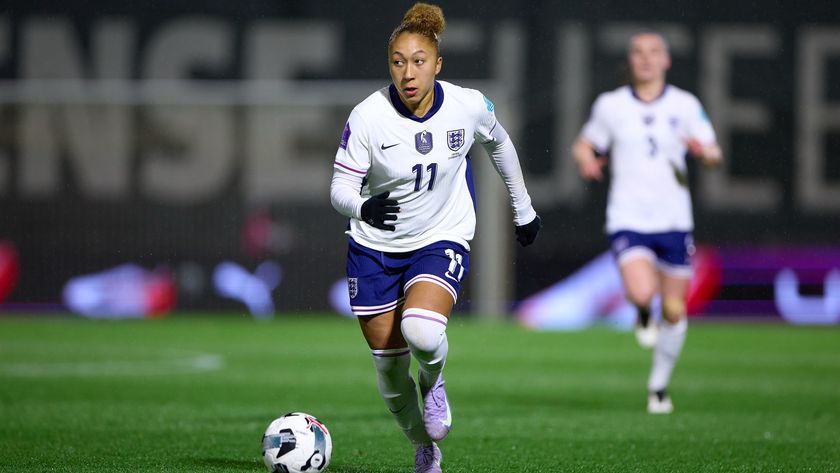 Lauren James of England in action during the UEFA Women&#039;s Nations League 2024/25 Grp A3 MD1 match between Portugal and England at Estadio Portimao on February 21, 2025 in Portimao, Portugal.