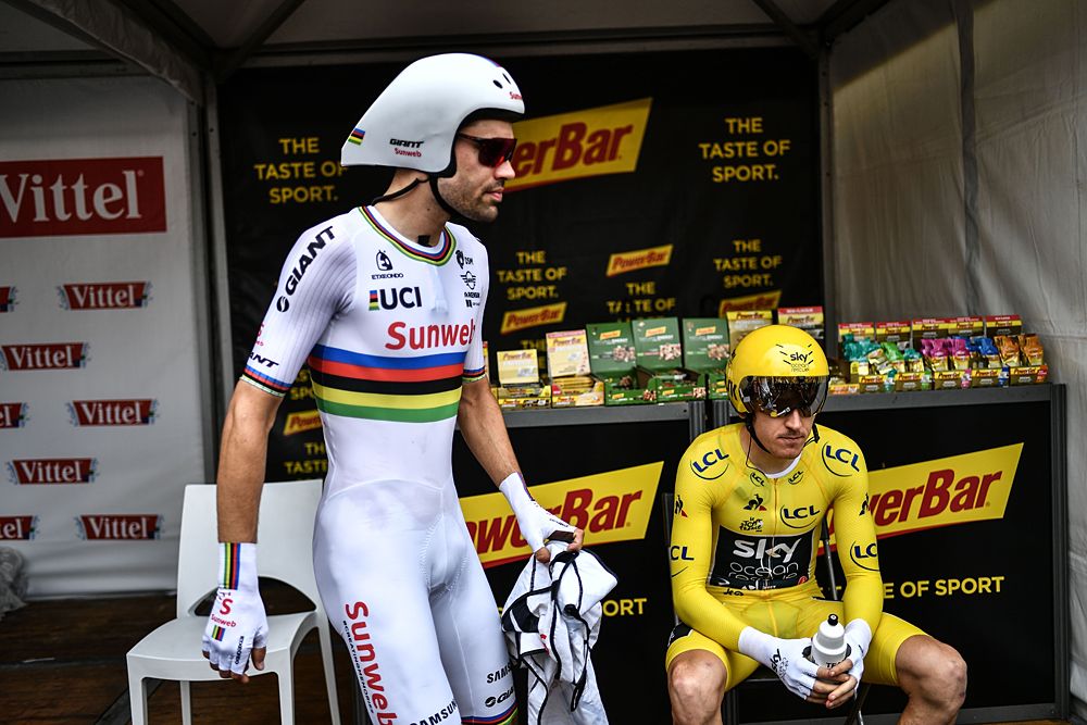 Tom Dumoulin and Geraint Thomas ahead of the stage 20 time trial at the Tour de France