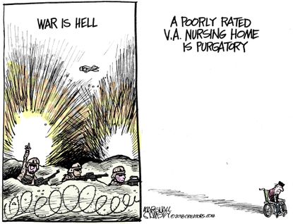 Editorial cartoon U.S. nursing home war VA veterans