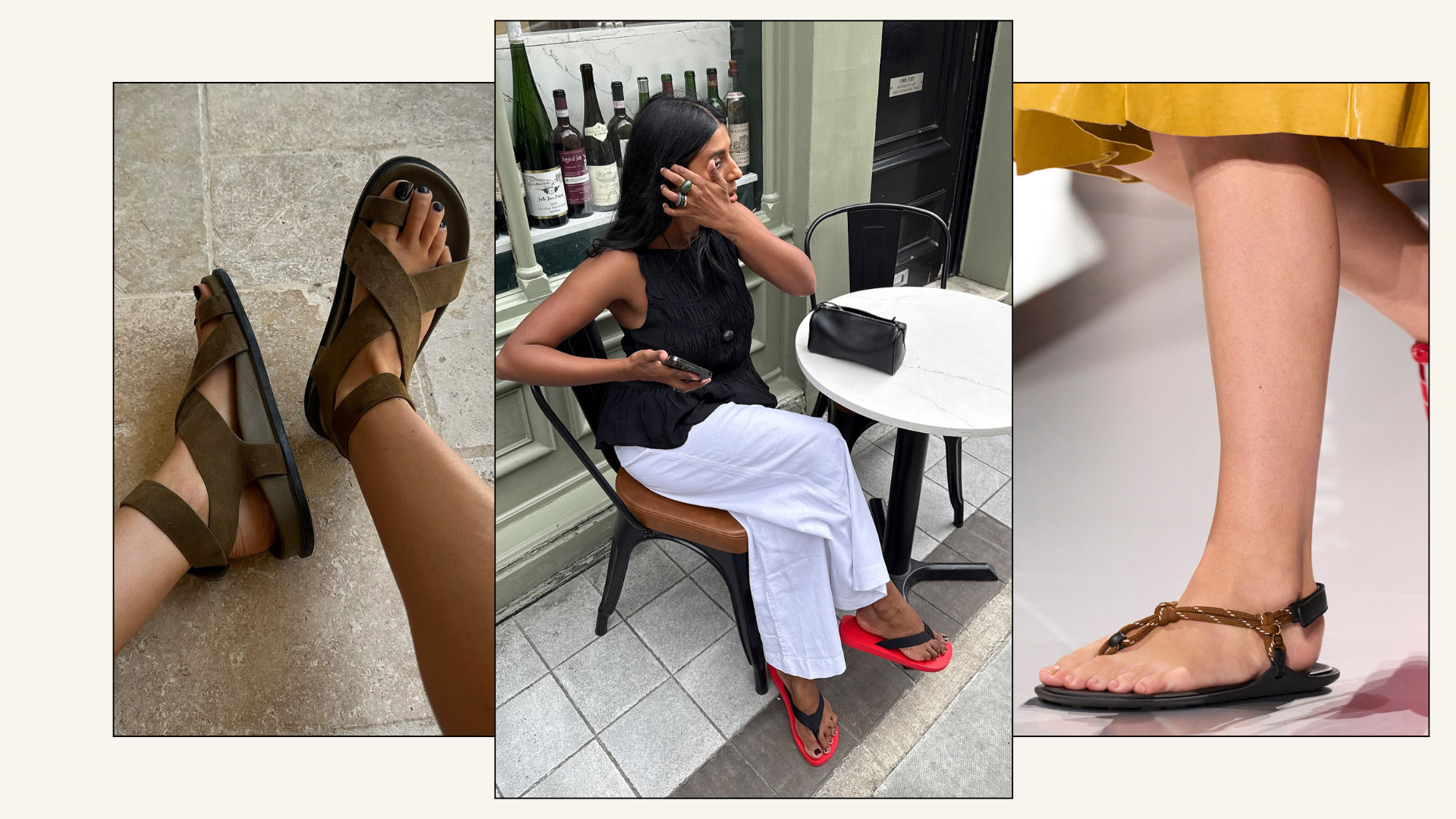 An collage of the it sandals of 2025. 