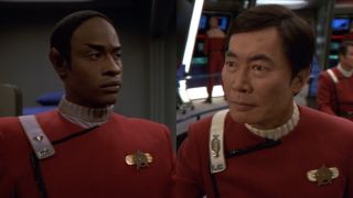 Tuvok and Sulu in the flashback scenes of the Star Trek: Voyager episode "Flashback"