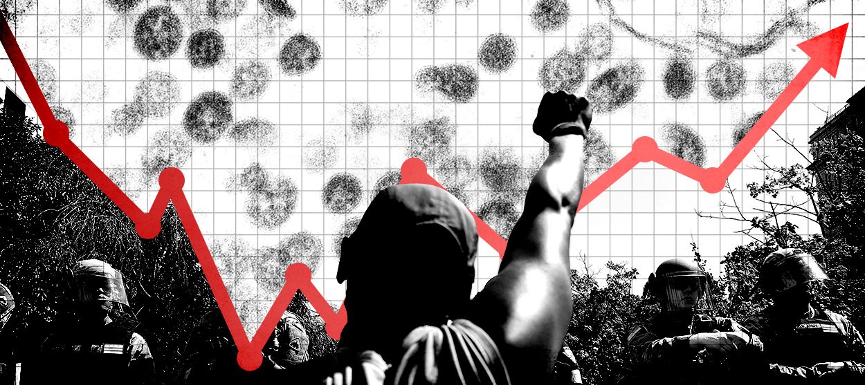 A graph, a protest, and coronavirus.