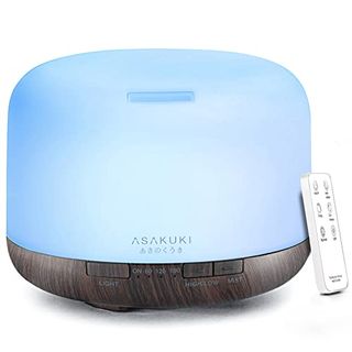 Asakuki 500ml Premium, Essential Oil Diffuser With Remote Control, 5 in 1 Ultrasonic Aromatherapy Fragrant Oil Humidifier Vaporizer, Timer and Auto-Off Safety Switch Brown