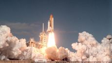 Space shuttle Columbia and its seven-member crew lifts off from Kennedy Space Center on 16 January 2003