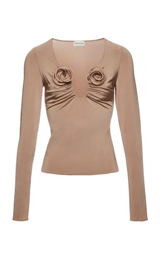Rose-Detailed Ruched Top