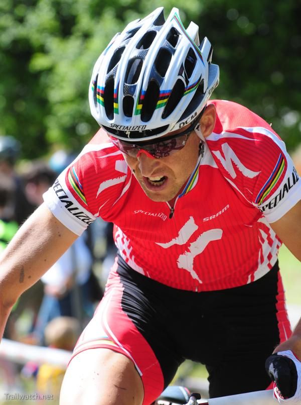 Christoph Sauser (Specialized) riding to an impressive 4th place finish