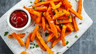 Sweet potato fries on plate