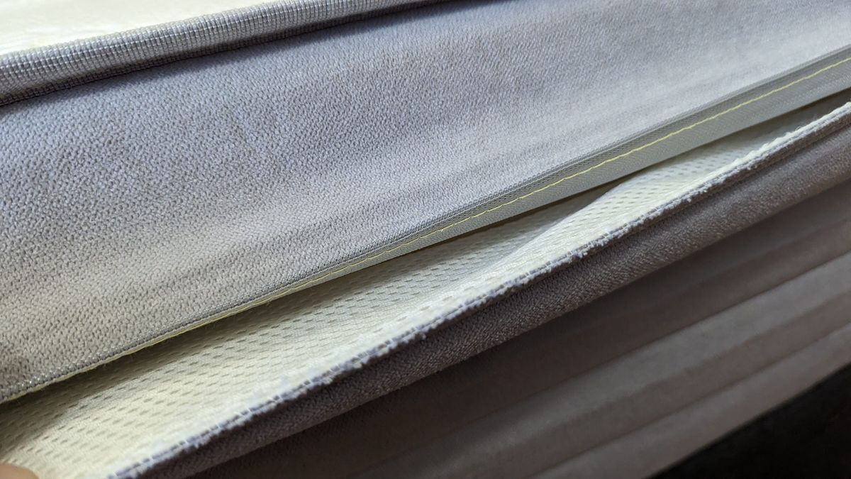 Ecosa Pure mattress side fabric cover unzipped