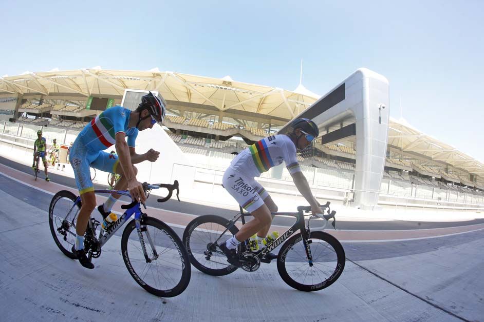 Former teammates Peter Sagan and Vincenzo Nibali