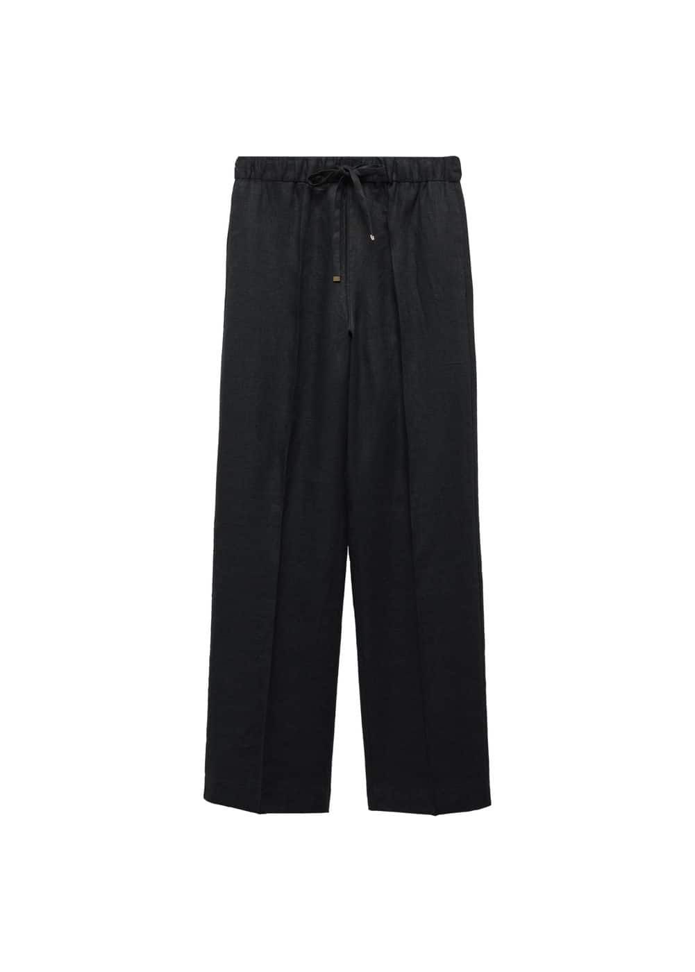 Linen-Blend Elastic Waist Trousers - Women