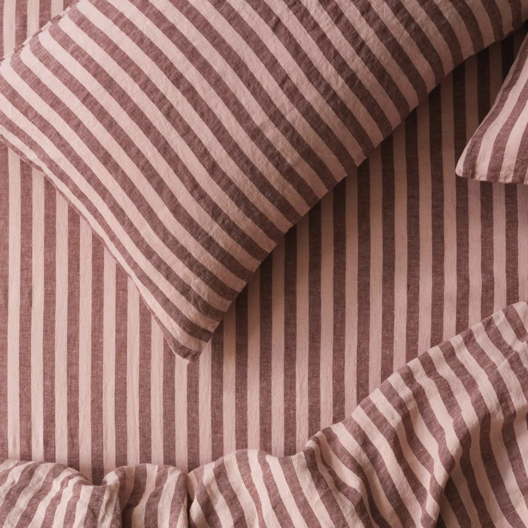 striped pink bedding