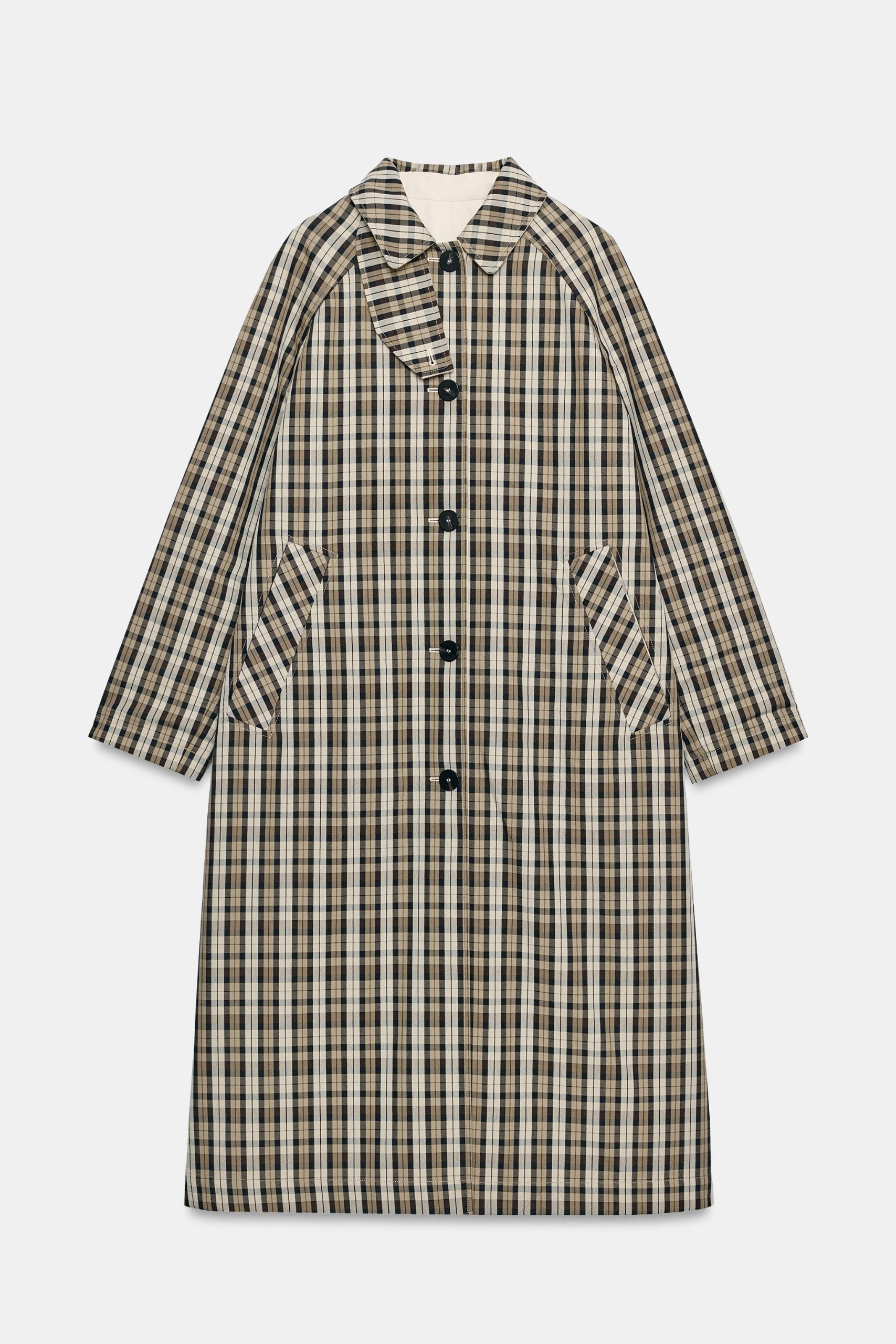 Reversible Plaid Trench Coat Zw Collection - Beige - Xs