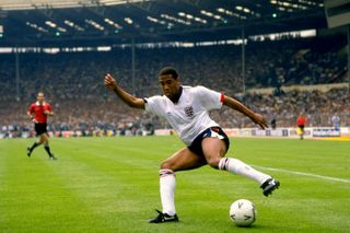 John Barnes in action for England against Scotland in 1988.