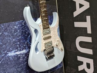 An Ibanez JEM PIA model on display at NAMM 2022