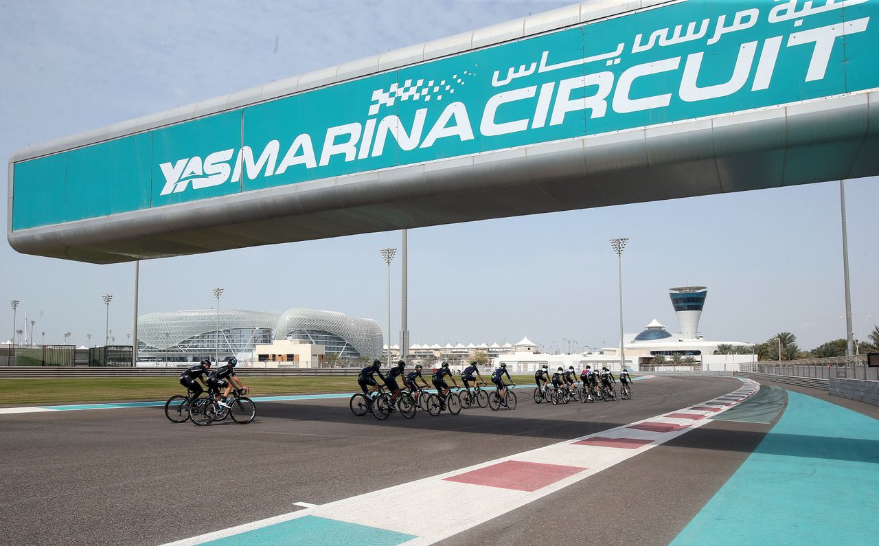 The teams practised their lead outs on the Yas Marina F1 circuit