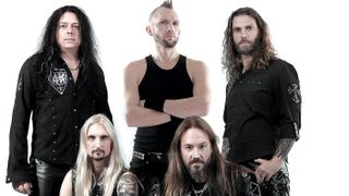 A press shot of Hammerfall taken in 2016
