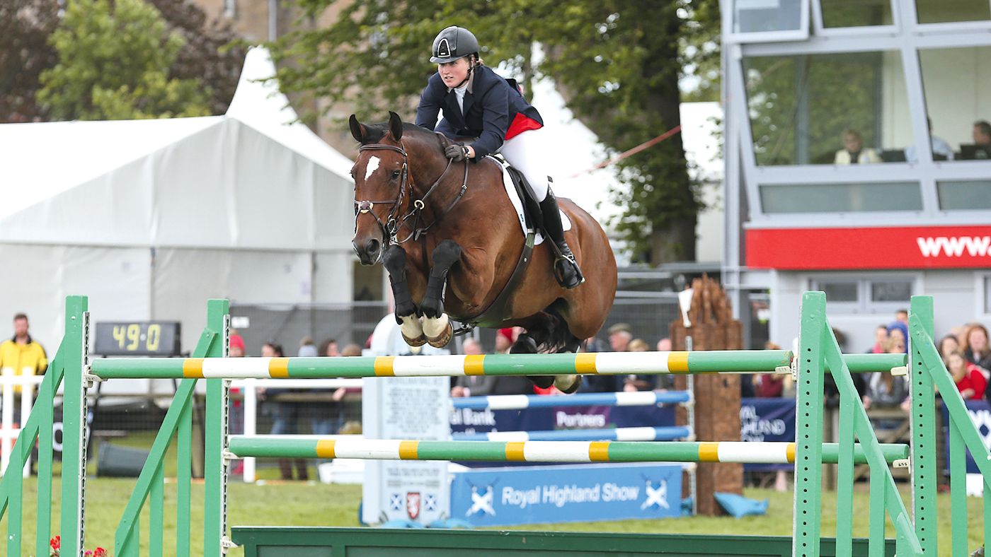 Kirsty Aird riding Jumping Mac Flash in the Grand Prix at the Royal Highland Show 2017