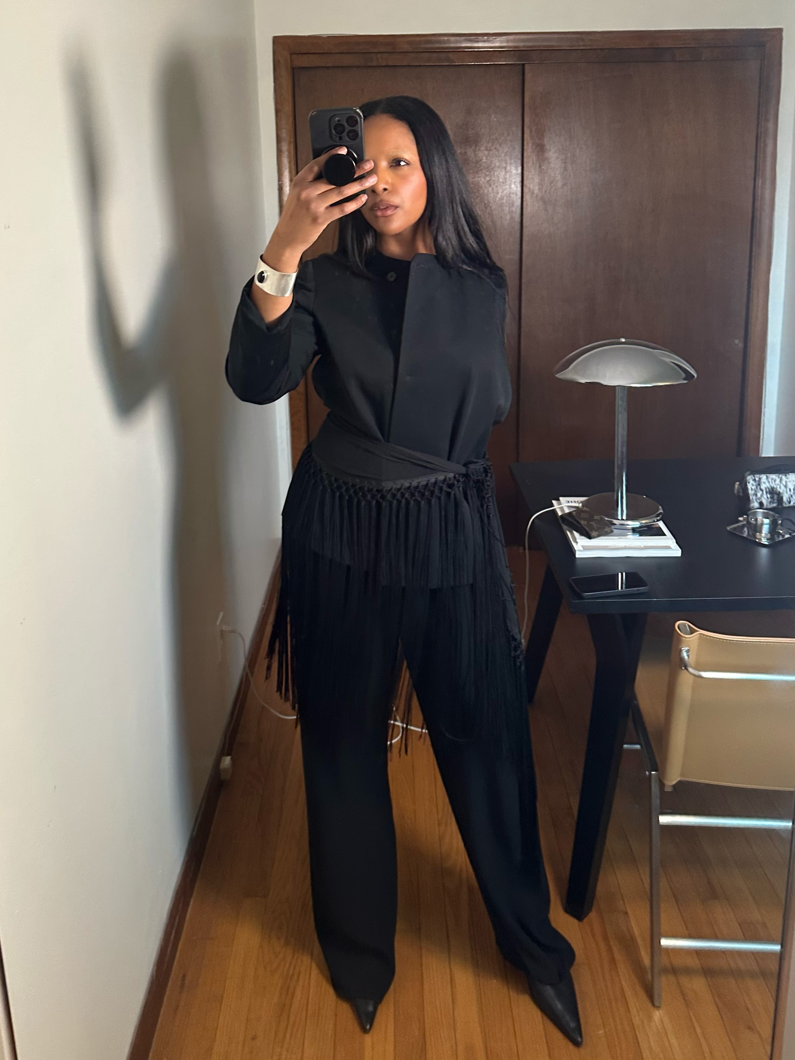 Maya Moore wearing black and white outfits