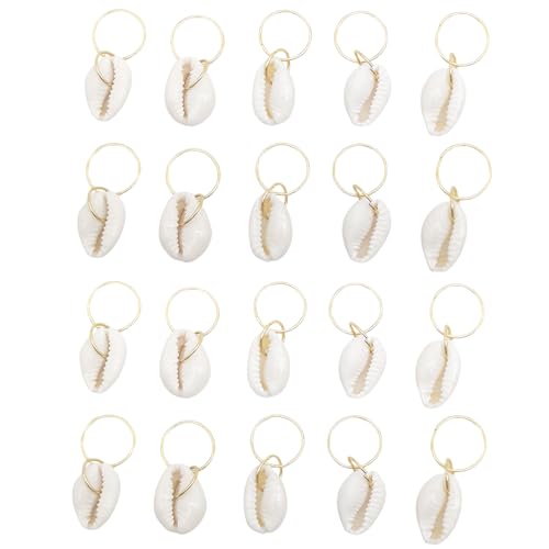20 Pack Shell Hair Clip, Cowrie Shells for Hair for Women Seashell for Hair Braids Diy Sea Shell Gold Hair Rings Accessories
