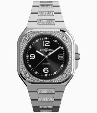steel and diamond bell and ross watch
