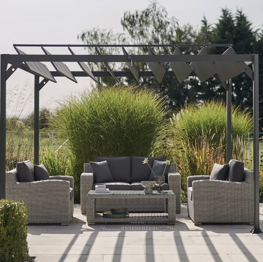 Kettler Panasol Louvre Garden Gazebo, 3.5 X 3m, Grey