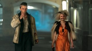 (L to R) Chrisitan Bale as Frank and Jessie Buckley as The Bride in Warner Bros. Pictures THE BRIDE! A Warner Bros. Pictures release.