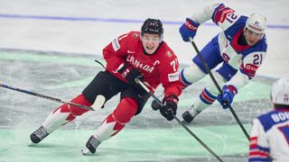 Canada's Macklin Celebrini in action at the 2026 IIHF World Championship