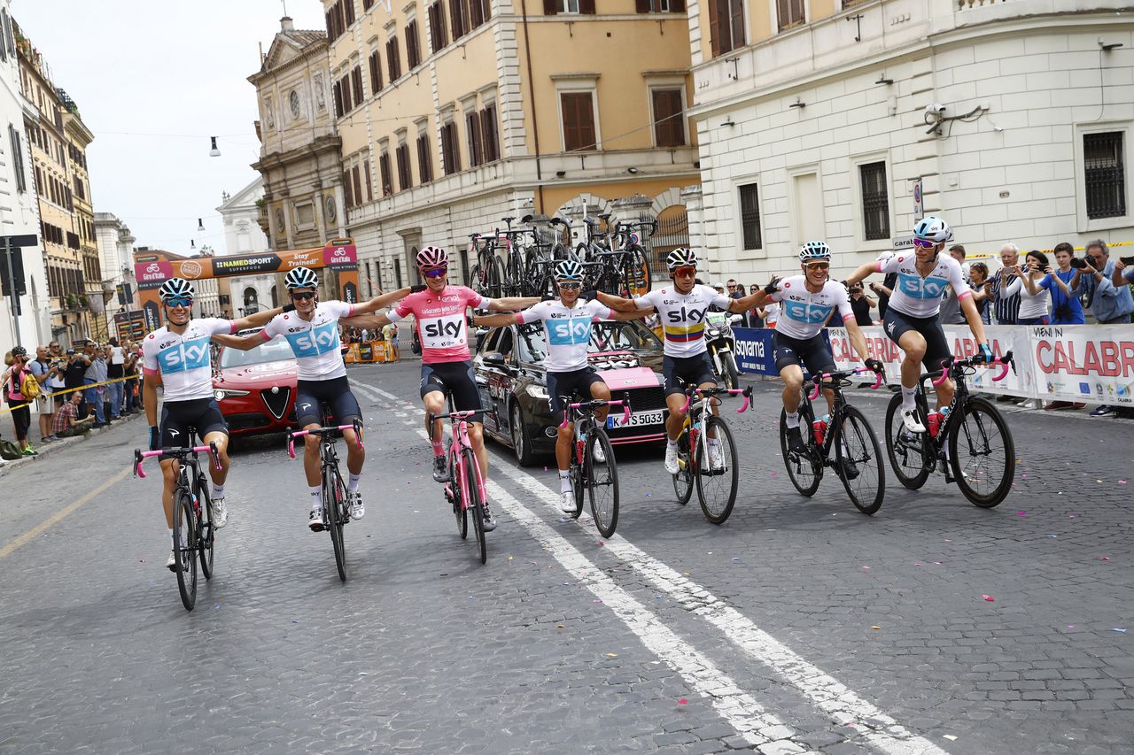 Team Sky celebrate a Giro d'Italia victory (tbd)