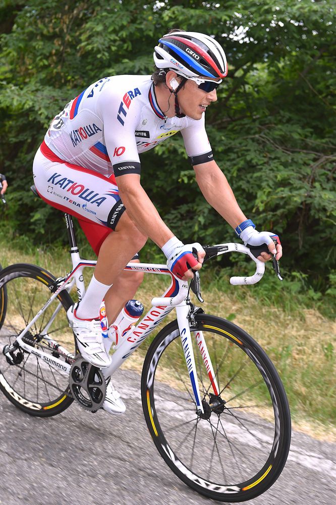Stage winner Ilnur Zakarin (Katusha) on the attack.