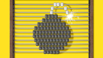 Illustration of an abacus with the counting beads shaped like a bomb