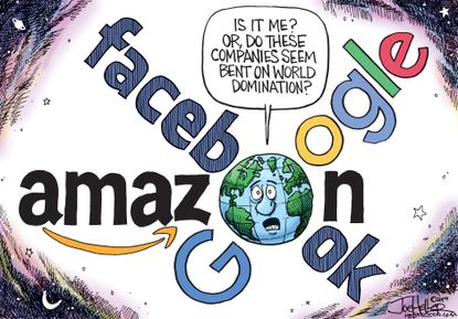 Editorial Cartoon U.S. Big Tech Facebook Amazon Google
