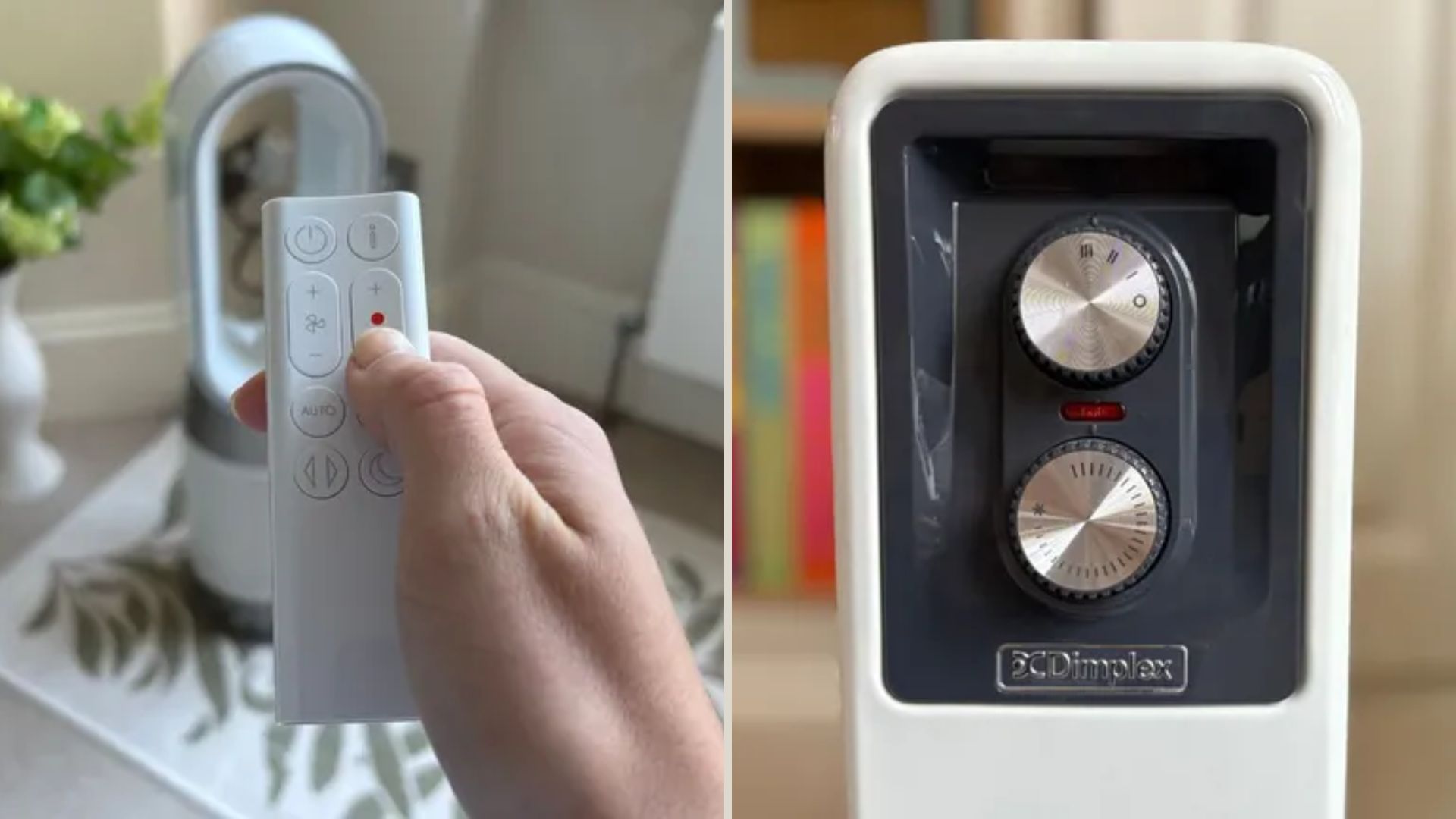 How we test heaters: two of the best electric heaters, the Dimplex and the Dyson being tested 