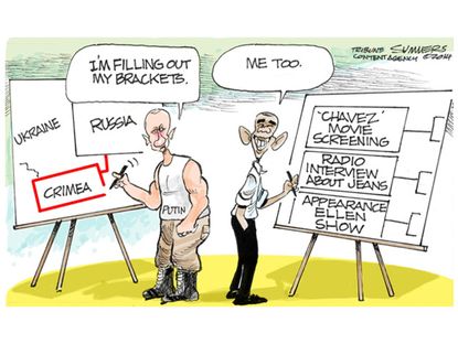 Political cartoon Obama Putin brackets