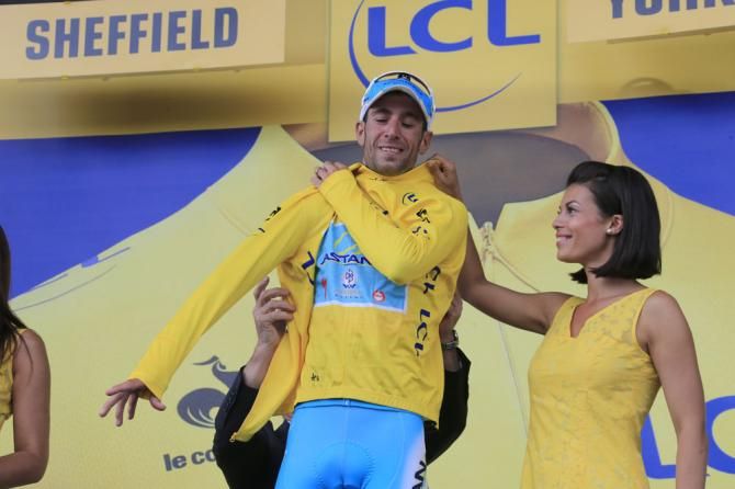 Vincenzo Nibali (Astana) in the yellow jersey