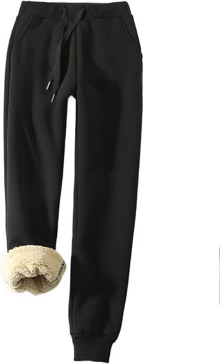 Yeokou Women's Warm Sherpa Lined Athletic Sweatpants Jogger Fleece Pants (x-Small, Black)