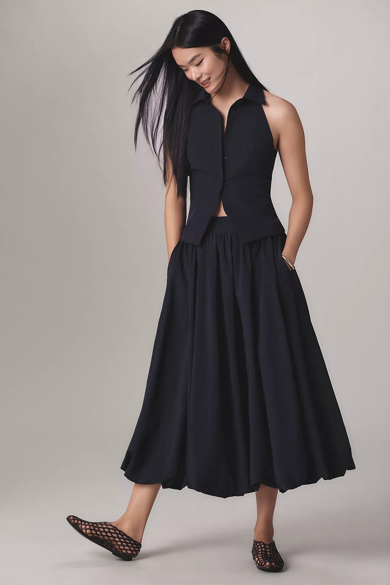 Extro&vert Lily A-Line Bubble Midi Skirt