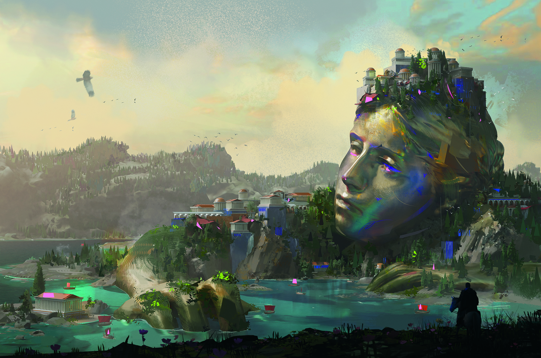 Images from a tutorial on how to use 3D models for 2D concept art