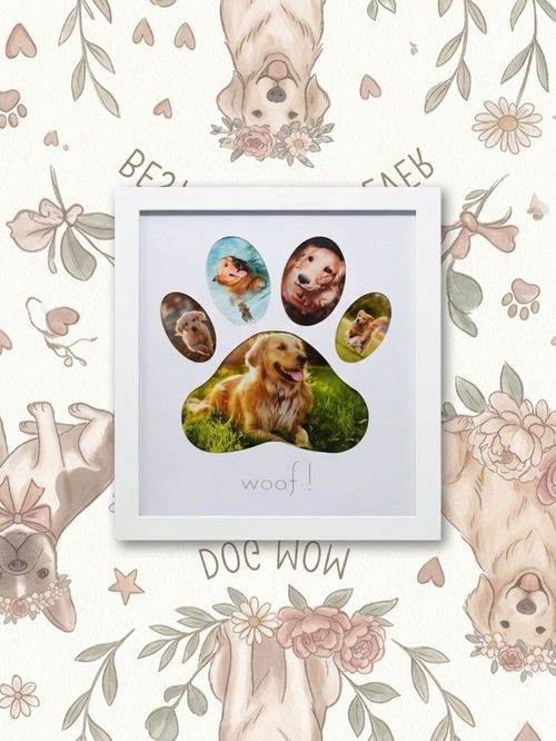 Green Pollywog Paw Print Collage Frame